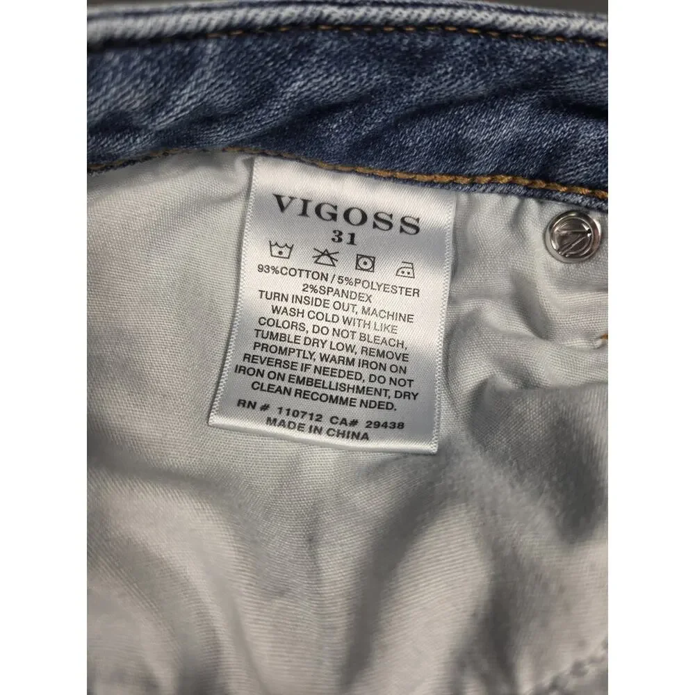Vigoss Jagger Skinny Distressed Jeans Women's Size 31 Medium Wash Stretch Denim